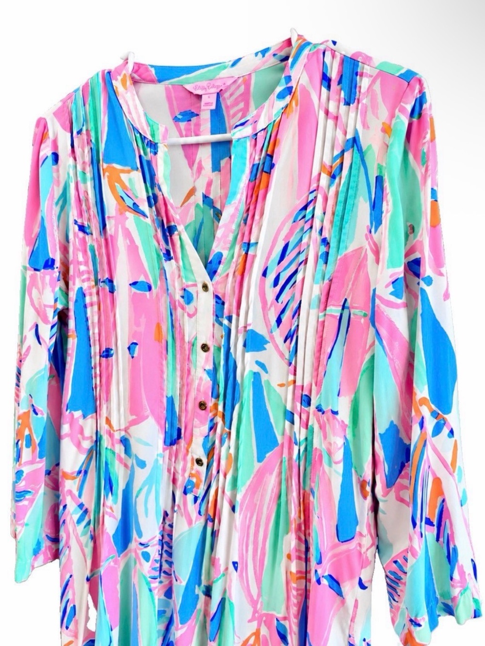 Lilly Pulitzer Sarasota Tunic Dress Out To Sea Print Pink Blue Green Women’s S - Picture 6 of 6